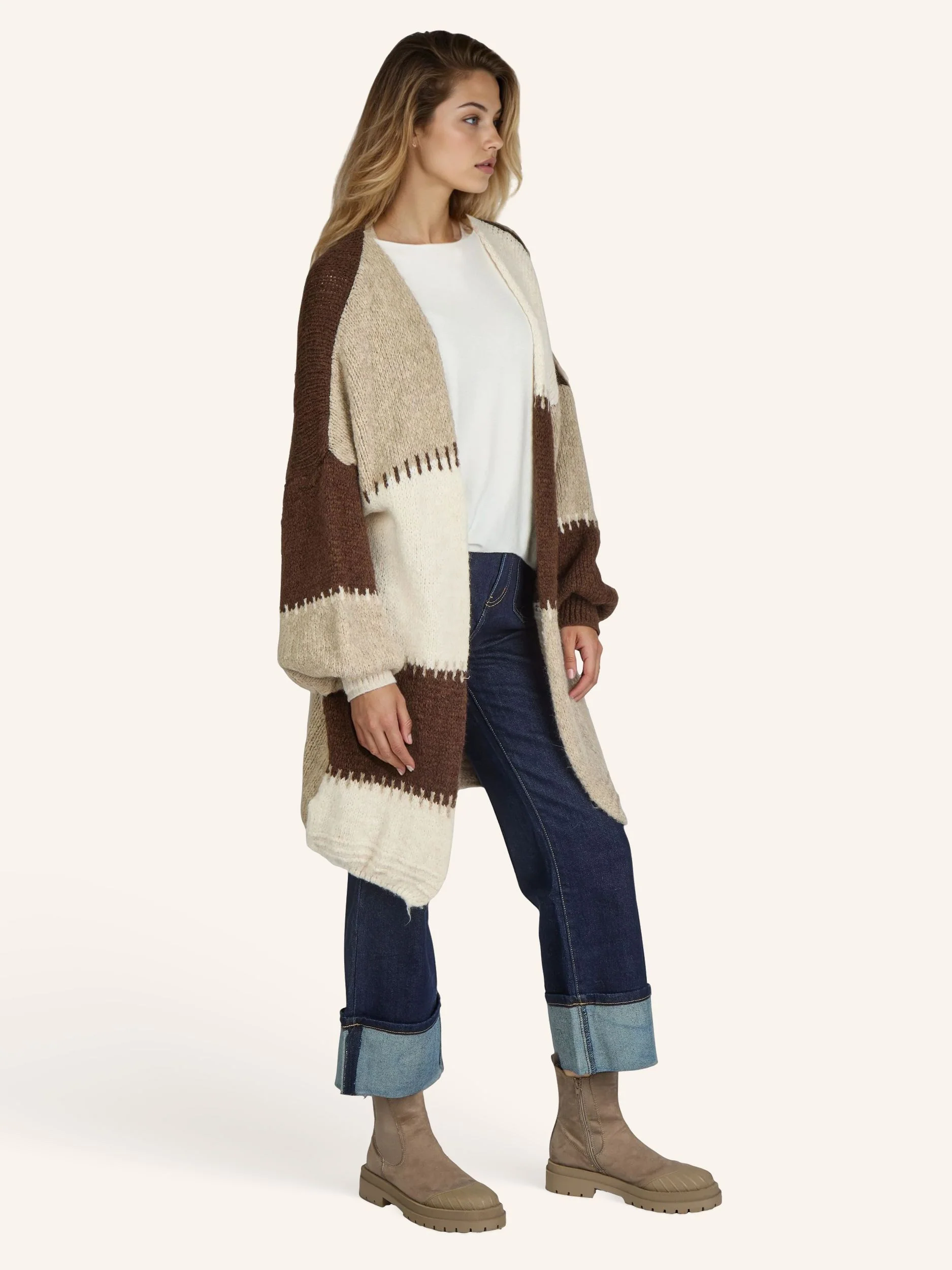 Colorblock Strickjacke - Image 14