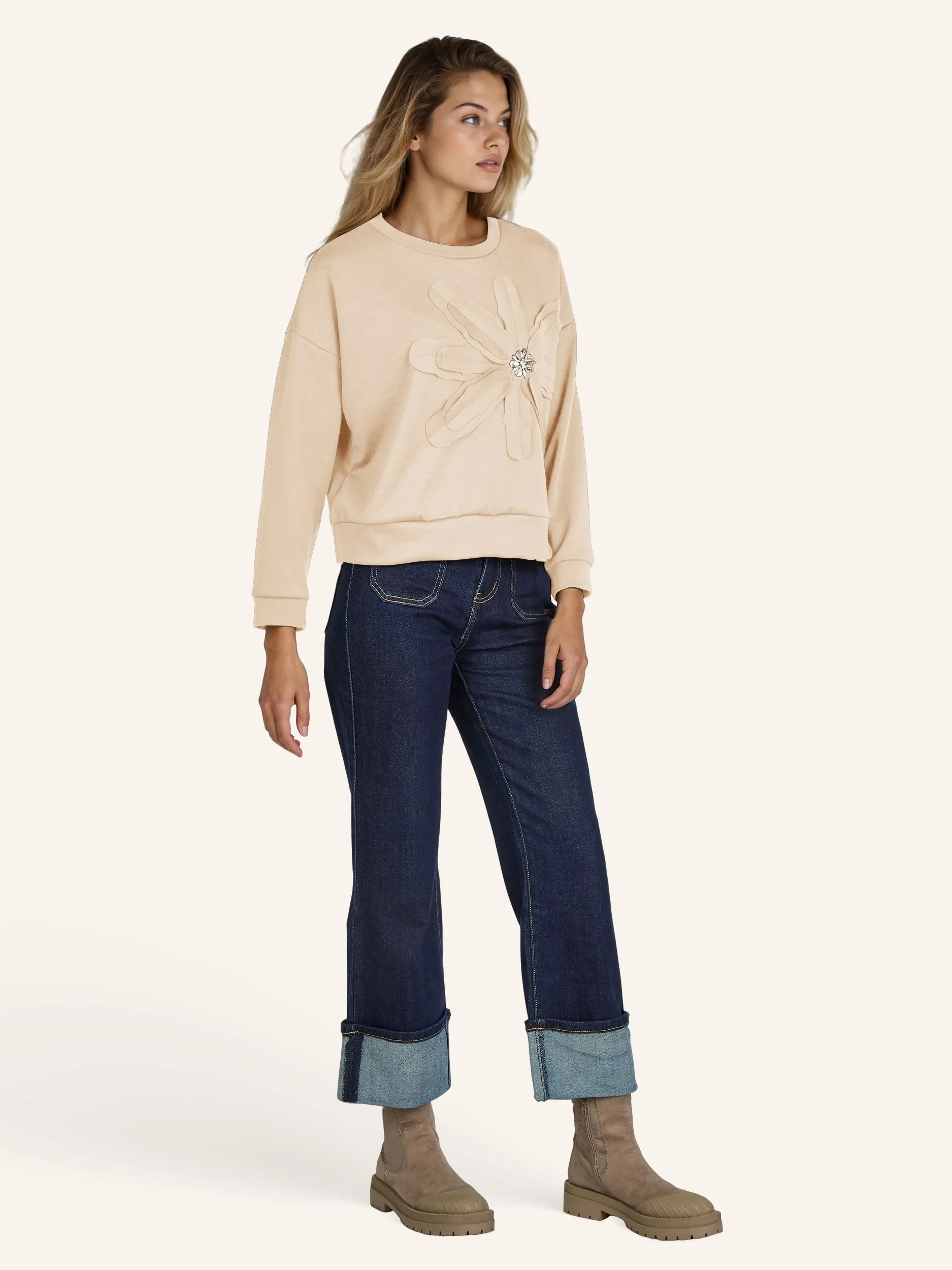 Sweatshirt mit Blüten-Applikation - Image 20