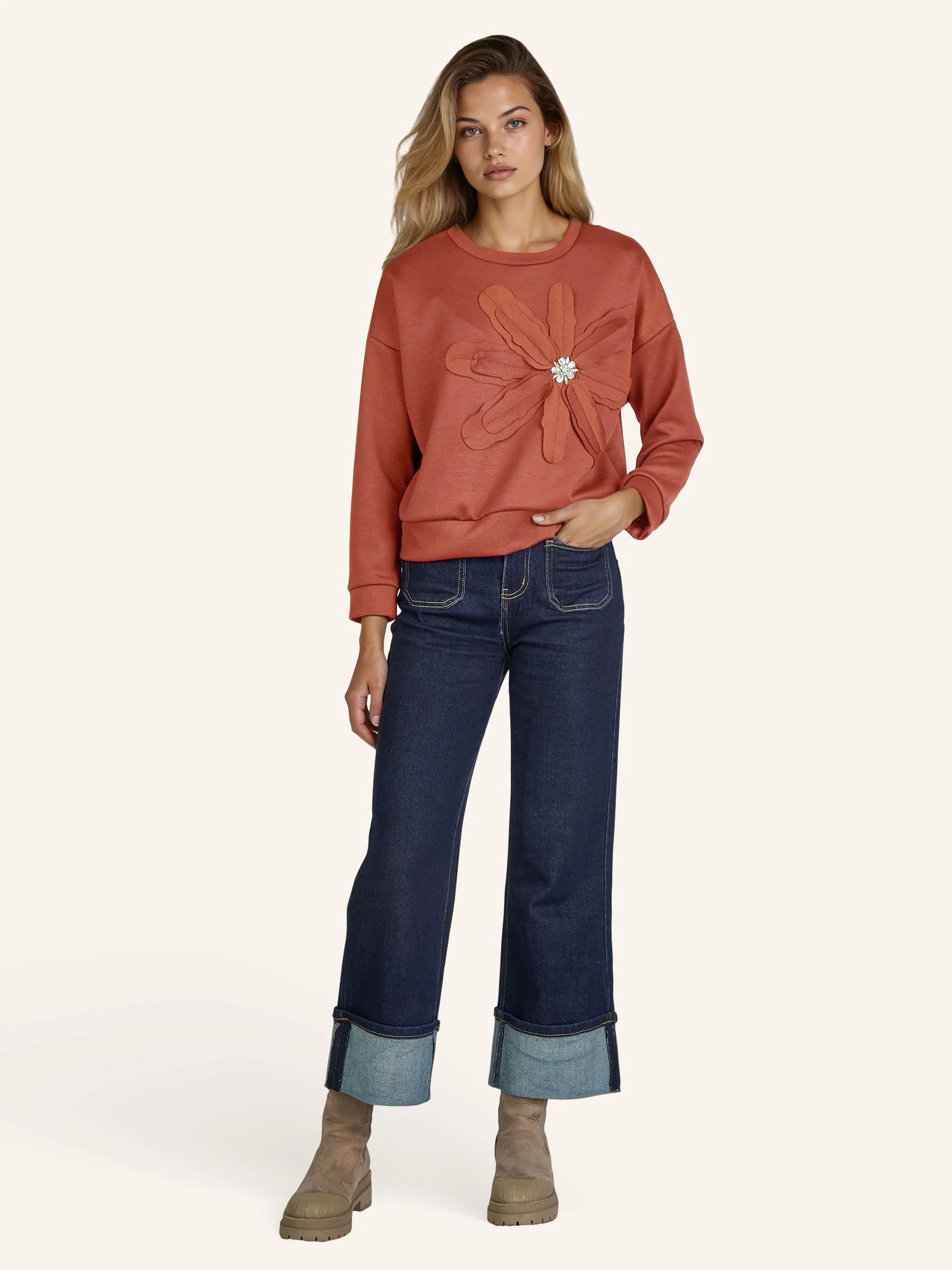 Sweatshirt mit Blüten-Applikation - Image 7