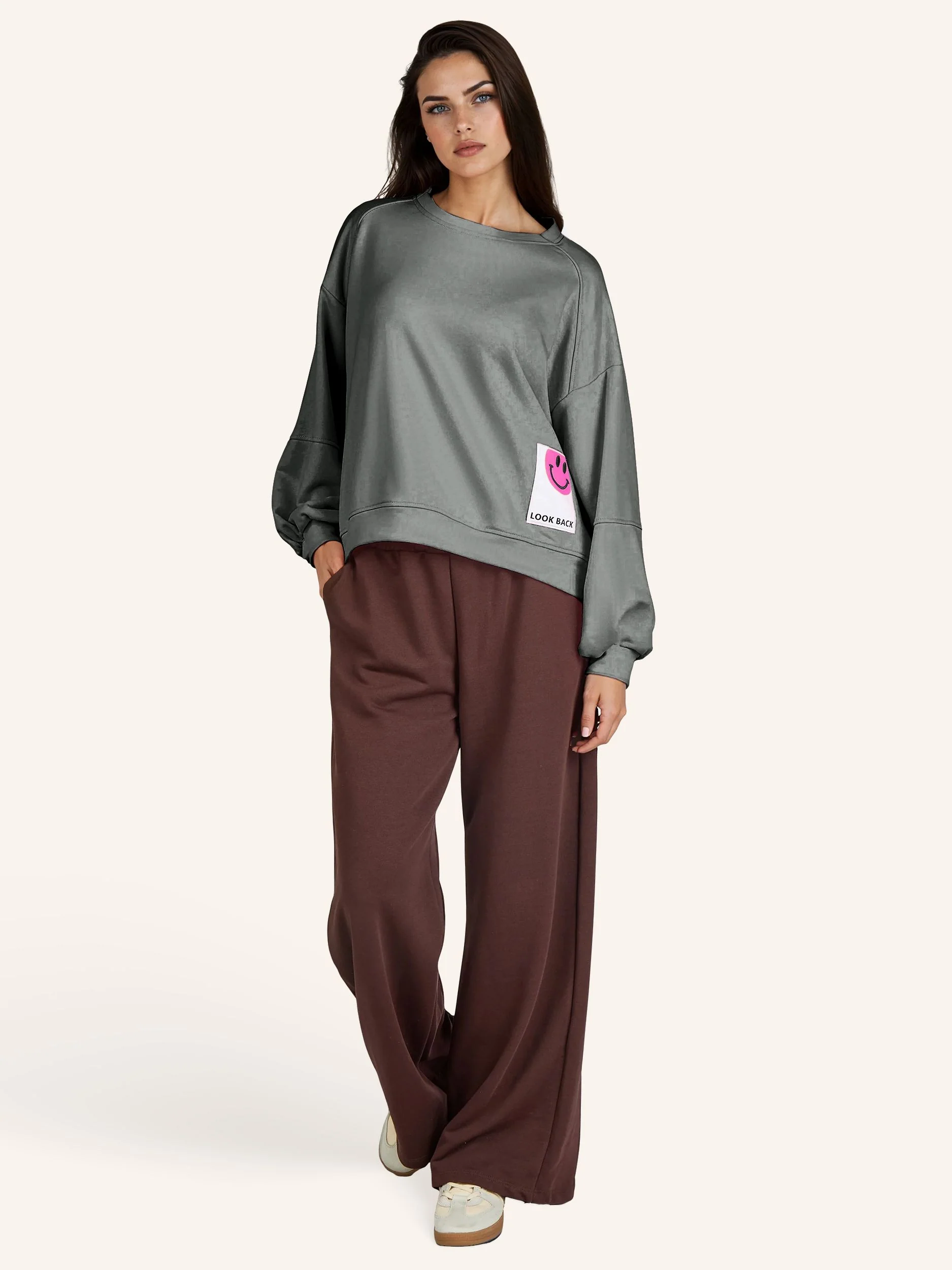 Sweatshirt mit Smiley Applikation - Image 13